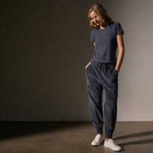 James Perse Corduroy Mixed Media Pant - Blue Noir Pigment Sz 3 Like New